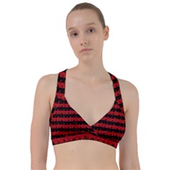 Blood Red And Black Halloween Nightmare Stripes  Sweetheart Sports Bra by PodArtist