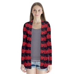 Blood Red And Black Halloween Nightmare Stripes  Drape Collar Cardigan by PodArtist