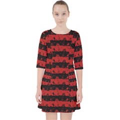 Blood Red And Black Halloween Nightmare Stripes  Pocket Dress by PodArtist