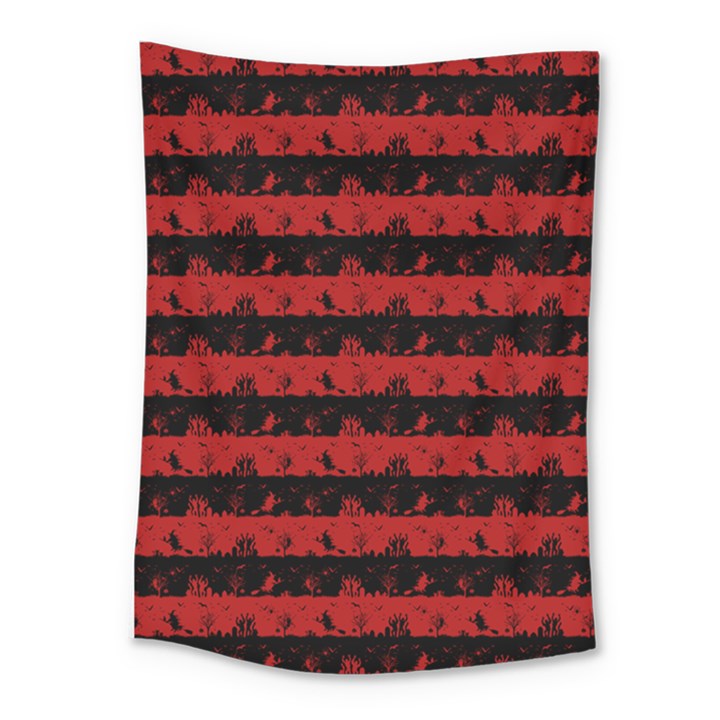 Blood Red and Black Halloween Nightmare Stripes  Medium Tapestry