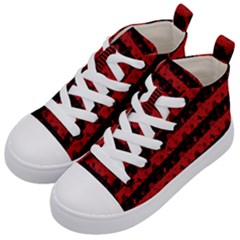 Blood Red And Black Halloween Nightmare Stripes  Kid s Mid-top Canvas Sneakers by PodArtist