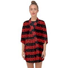 Blood Red And Black Halloween Nightmare Stripes  Half Sleeve Chiffon Kimono by PodArtist