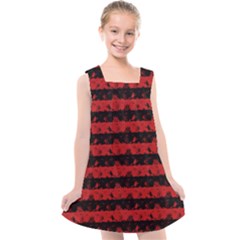 Blood Red And Black Halloween Nightmare Stripes  Kids  Cross Back Dress