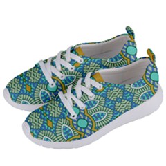 Green Blue Shapes                                    Women s Lightweight Sports Shoes by LalyLauraFLM