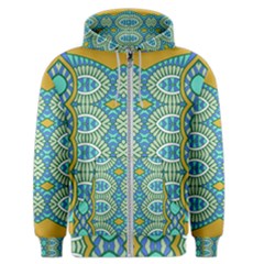 Green Blue Shapes                                            Men s Zipper Hoodie by LalyLauraFLM