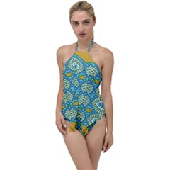 Green Blue Shapes                                          Go With The Flow One Piece Swimsuit