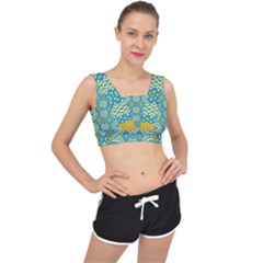 Green Blue Shapes                                           V-back Sports Bra