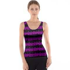 Zombie Purple And Black Halloween Nightmare Stripes  Tank Top by PodArtist