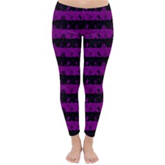 Zombie Purple And Black Halloween Nightmare Stripes  Classic Winter Leggings