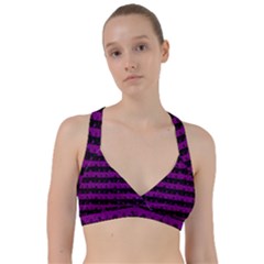 Zombie Purple And Black Halloween Nightmare Stripes  Sweetheart Sports Bra by PodArtist