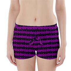 Zombie Purple And Black Halloween Nightmare Stripes  Boyleg Bikini Wrap Bottoms by PodArtist