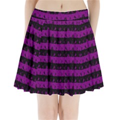 Zombie Purple And Black Halloween Nightmare Stripes  Pleated Mini Skirt by PodArtist