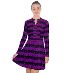 Zombie Purple And Black Halloween Nightmare Stripes  Long Sleeve Panel Dress