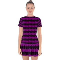 Zombie Purple And Black Halloween Nightmare Stripes  Drop Hem Mini Chiffon Dress by PodArtist