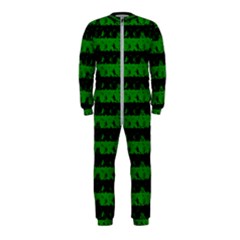 Alien Green And Black Halloween Nightmare Stripes  Onepiece Jumpsuit (kids)