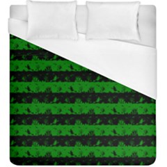 Alien Green And Black Halloween Nightmare Stripes  Duvet Cover (king Size) by PodArtist