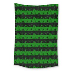 Alien Green And Black Halloween Nightmare Stripes  Large Tapestry by PodArtist