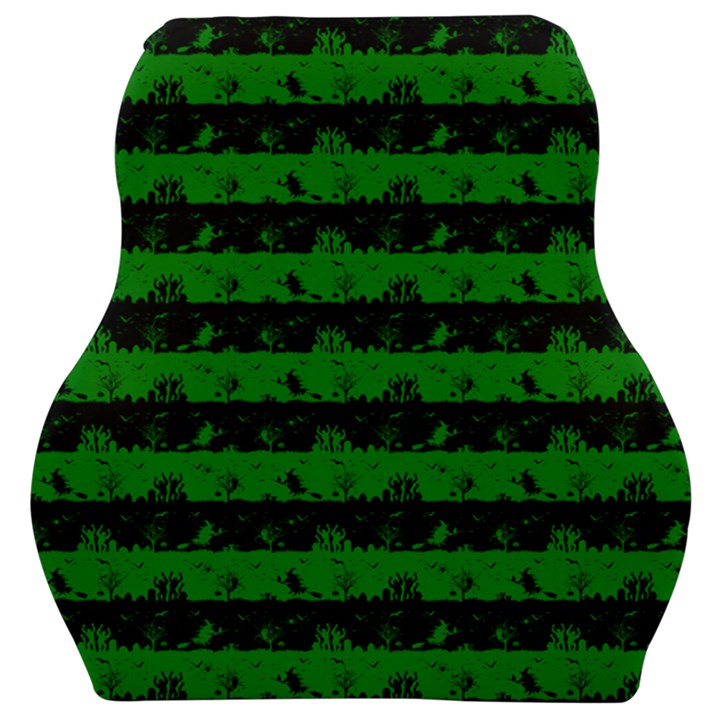 Alien Green and Black Halloween Nightmare Stripes  Car Seat Velour Cushion 