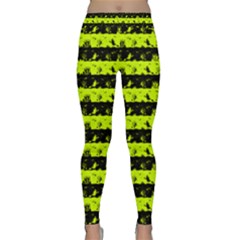 Slime Green And Black Halloween Nightmare Stripes  Classic Yoga Leggings by PodArtist