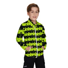 Slime Green And Black Halloween Nightmare Stripes  Windbreaker (kids) by PodArtist