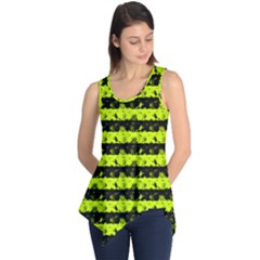 Slime Green And Black Halloween Nightmare Stripes  Sleeveless Tunic by PodArtist