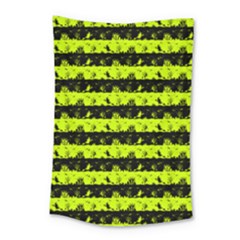 Slime Green And Black Halloween Nightmare Stripes  Small Tapestry by PodArtist