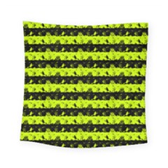 Slime Green And Black Halloween Nightmare Stripes  Square Tapestry (small) by PodArtist