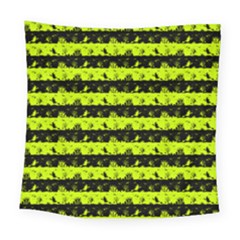 Slime Green And Black Halloween Nightmare Stripes  Square Tapestry (large) by PodArtist