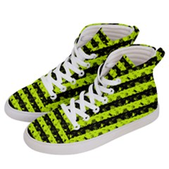 Slime Green And Black Halloween Nightmare Stripes  Men s Hi-top Skate Sneakers by PodArtist