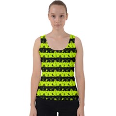 Slime Green And Black Halloween Nightmare Stripes  Velvet Tank Top