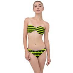 Slime Green And Black Halloween Nightmare Stripes  Classic Bandeau Bikini Set