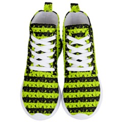 Slime Green And Black Halloween Nightmare Stripes  Women s Lightweight High Top Sneakers