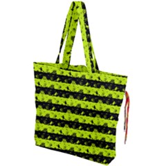 Slime Green And Black Halloween Nightmare Stripes  Drawstring Tote Bag