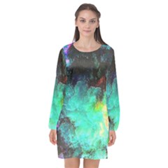 3d Paint                                      Long Sleeve Chiffon Shift Dress by LalyLauraFLM