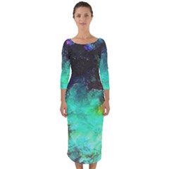 3d Paint                                              Quarter Sleeve Midi Bodycon Dress