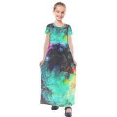 3d Paint                                          Kids  Short Sleeve Maxi Dress