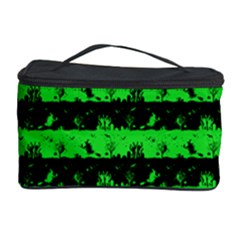 Monster Green And Black Halloween Nightmare Stripes  Cosmetic Storage by PodArtist