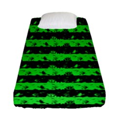 Monster Green And Black Halloween Nightmare Stripes  Fitted Sheet (single Size) by PodArtist