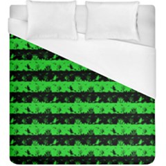 Monster Green And Black Halloween Nightmare Stripes  Duvet Cover (king Size) by PodArtist