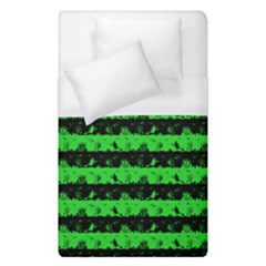 Monster Green And Black Halloween Nightmare Stripes  Duvet Cover (single Size) by PodArtist