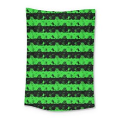 Monster Green And Black Halloween Nightmare Stripes  Small Tapestry by PodArtist