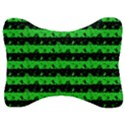 Monster Green and Black Halloween Nightmare Stripes  Velour Seat Head Rest Cushion View1