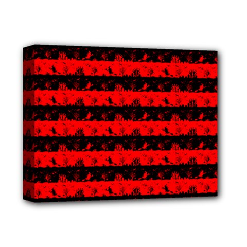 Red Devil And Black Halloween Nightmare Stripes  Deluxe Canvas 14  X 11  (stretched) by PodArtist