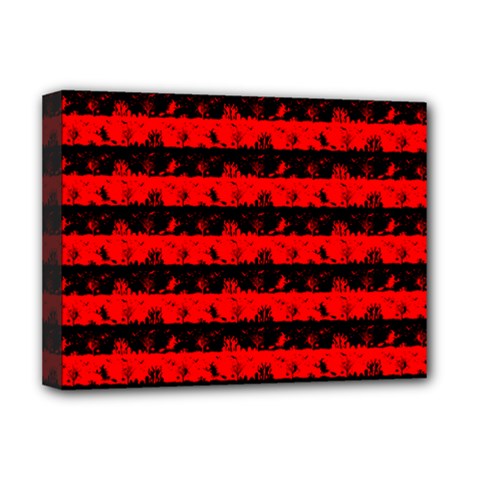 Red Devil And Black Halloween Nightmare Stripes  Deluxe Canvas 16  X 12  (stretched)  by PodArtist