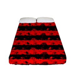 Red Devil And Black Halloween Nightmare Stripes  Fitted Sheet (full/ Double Size) by PodArtist