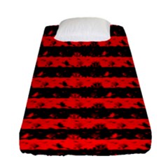 Red Devil And Black Halloween Nightmare Stripes  Fitted Sheet (single Size) by PodArtist