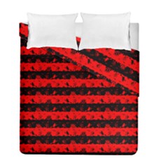 Red Devil And Black Halloween Nightmare Stripes  Duvet Cover Double Side (full/ Double Size) by PodArtist