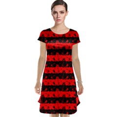 Red Devil And Black Halloween Nightmare Stripes  Cap Sleeve Nightdress by PodArtist