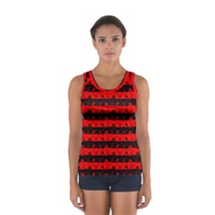 Red Devil And Black Halloween Nightmare Stripes  Sport Tank Top  by PodArtist