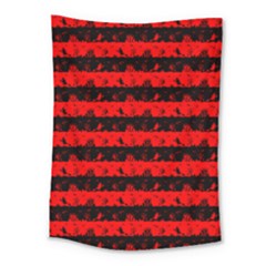 Red Devil And Black Halloween Nightmare Stripes  Medium Tapestry by PodArtist